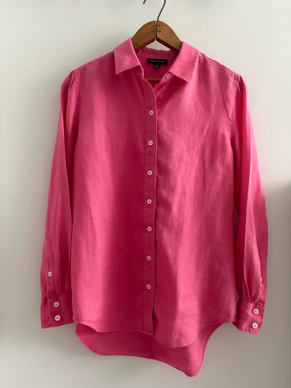 Lord & Taylor Women’s Pink Linen Button-Down Shirt US S